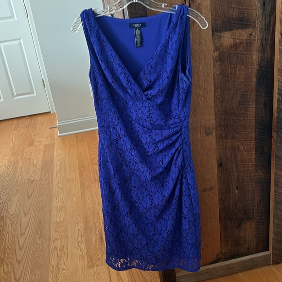 Beautiful CHAPS size 6 Women’s V-Neck Lace Sleeveless Dress - Picture 7 of 9